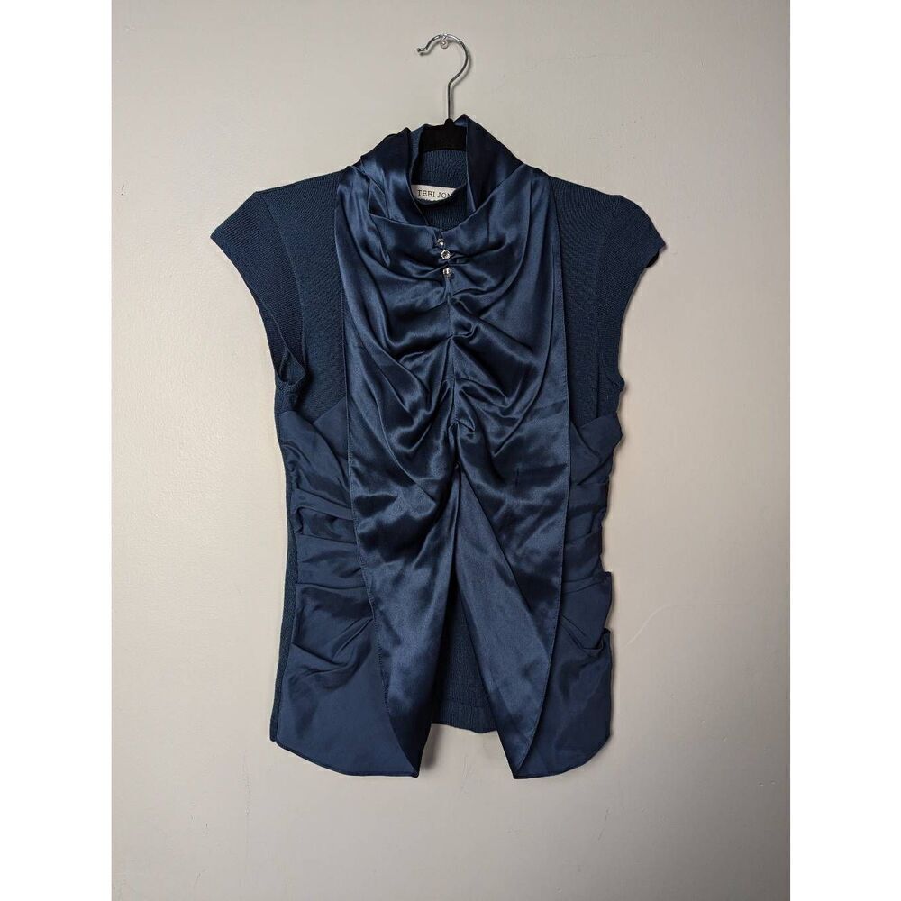 Teri Jon 100% Merino Wool & silk cap sleeve blouse Medium